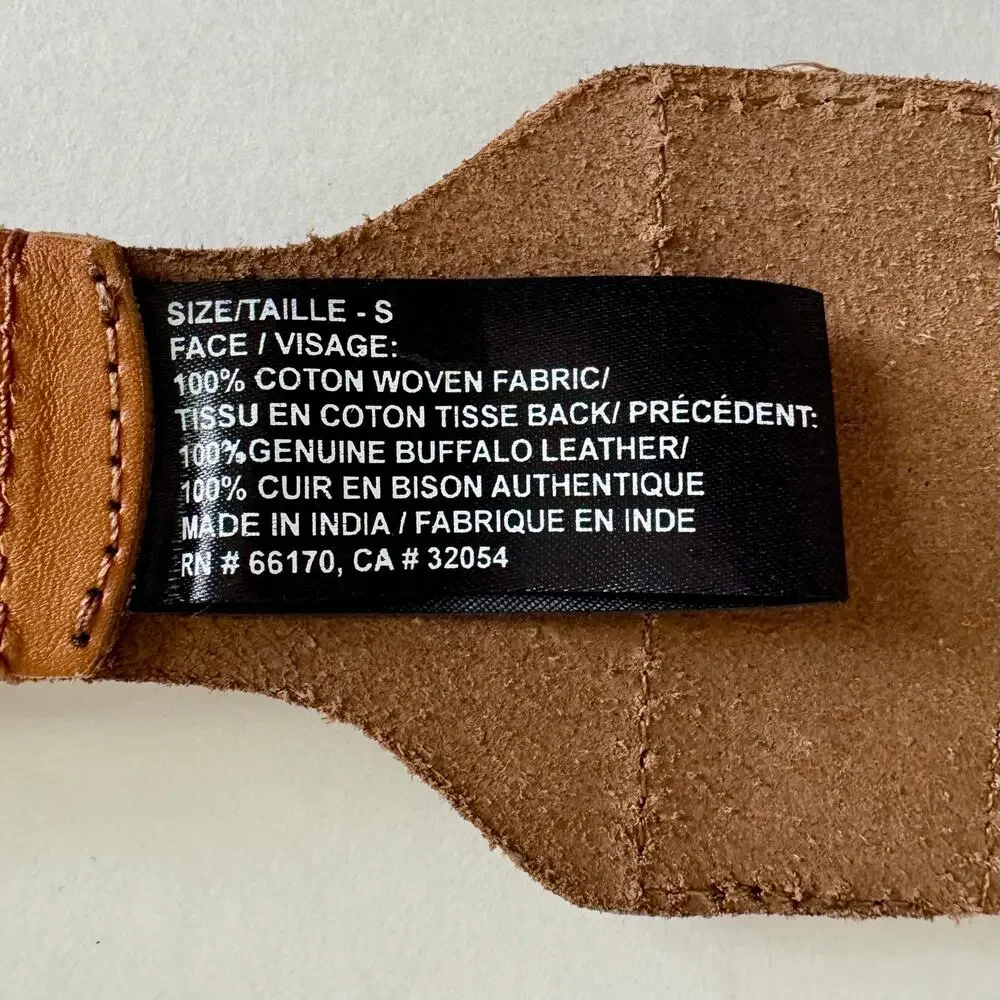 Anthropologie Buffalo Leather Bohemian Embroidered Wide Belt Brown | S NWT